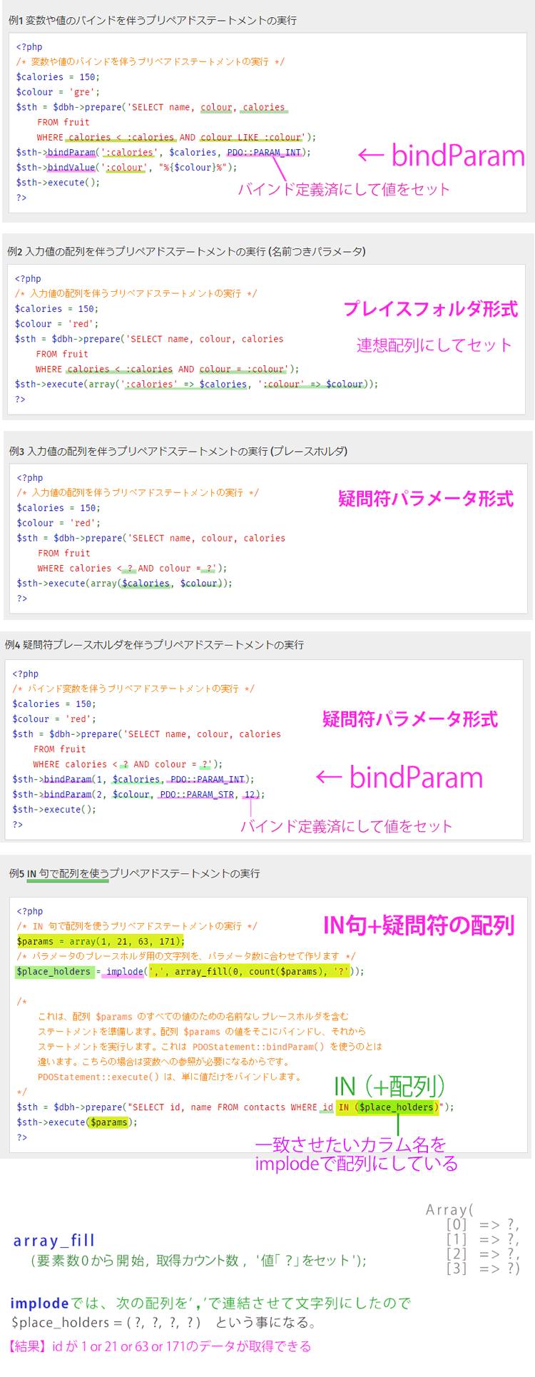 PDO::prepare(プリペイドステートメント)の説明おさらい、説明画像4